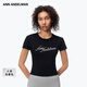 ANN ANDELMAN官方直營(yíng) 純色修身顯瘦T恤套頭字母圓領(lǐng)短款燙鉆短袖 黑色 M