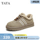 他她（TATA）棉鞋冬季厚底板鞋加絨毛毛德訓鞋休閑平底鞋CUD01DM5 灰駝（仿毛里） 38