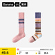 蕉內（Bananain）絨絨501C小腿地板襪女士加厚保暖7A抗菌防臭透氣家居長(cháng)筒秋冬2雙 條紋粉+條紋彩 2雙