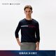 Tommy Hilfiger26春夏新款男裝純棉拼色織帶字母刺繡亞洲版合身打底長(cháng)袖T恤 藏青色FAP M