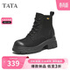 他她（TATA）他她女秋冬牛皮馬丁靴百搭工裝靴CHK01DD5 黑色（單里） 37