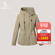 哈吉斯（HAZZYS）女裝 冬季款女士外套純色連帽收腰休閑夾克女ASVSU0CDX11 米色BI M (160/84A 38)