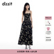 DZZIT地素連衣裙夏季復古重工刺繡收腰吊帶裙子女3J2O2196A 黑色 M