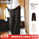 馬登雪尼爾直筒長(cháng)褲女士休閑闊腿褲美式垂感免燙褲子春加厚保暖褲 深咖色 XS