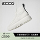愛(ài)步（ECCO）休閑鞋女 時(shí)尚百搭防水高幫牛皮鞋 街頭860403 白色/灰白色86040352292 37