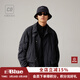 藍岐秋季彎刀袖工裝立領(lǐng)夾克無(wú)氟防潑水寬松休閑翻領(lǐng)短款外套男 月夜黑 M