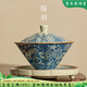 陶羽老陶泥青花斗笠三才蓋碗高端功夫茶具陶瓷家用單個(gè)大號敬茶泡茶碗 青花老陶泥-萬(wàn)花斗笠蓋碗