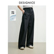 迪賽尼斯2025年秋季新款通勤百搭寬松直筒褲氣質(zhì)藏青高腰休閑褲女 藏青 XL
