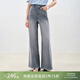 自巧小個(gè)子水洗彈力牛仔褲女2025新款直筒闊腿褲高腰顯瘦長(cháng)褲子 淺灰色 M （4碼）