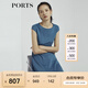 PORTS寶姿商場(chǎng)同款新品女裝氣質(zhì)純色修身短袖連衣裙LL8N021RWE005 灰燼藍 L (8)