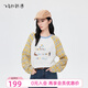 飛鳥(niǎo)和新酒拼接格紋長(cháng)袖純棉T恤女2026春季新款寬松休閑圓領(lǐng)上衣 拼色本白HQA02 M