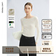 朗姿【精英衣櫥】純羊毛打底毛衣高智上衣秋新款毛針織衫女 本白色一字大圓領(lǐng) M