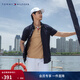 Tommy Hilfiger【舒適府綢】春夏男裝商務(wù)休閑易打理純色短袖襯衣襯衫外套 藏青色FAP L （推薦：150-165斤）