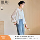 香影新中式輕國風(fēng)薄款外套女2026夏裝新款刺繡小個(gè)子盤(pán)扣開(kāi)衫上衣 米白 S 155/80A/85-95斤