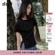 DZZIT地素短袖T恤夏季新中式黑色斜門(mén)襟上衣女3J2B3511A 黑色 M