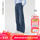 朗姿棉質(zhì)復古直筒闊腿氣質(zhì)高腰顯瘦時(shí)尚長(cháng)款女新款牛仔褲 暮色藏藍色 L