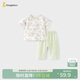童泰（TONGTAI）寶寶短袖套裝夏季純棉嬰兒衣服兒童上衣七分褲家居服綠色90cm