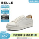 百麗（Belle）后尾撞色小白鞋女2026春新商場(chǎng)同款牛皮革百搭板鞋E9D1DAM6 米白 38 (240mm)
