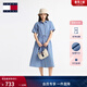 TOMMY JEANS【收腰顯瘦牛仔連衣裙】春夏女復古文藝風(fēng)寬松純棉襯衫長(cháng)裙 牛仔藍1A4 M (推薦:110-125斤)