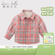 戴維貝拉（DAVE＆BELLA）加絨格子女童襯衣兒童襯衫男童長(cháng)袖上衣秋冬打底衫寶寶冬季中大童 橘灰格子 90 cm(3Y(建議身高80-90cm))