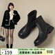 ZHR平底短靴女2025冬新款加絨英倫馬丁靴女顯瘦雪地靴子女JF307A黑39