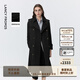 朗姿【精英衣櫥】復古中長(cháng)款外套女秋季新款收腰正肩風(fēng)衣高級感 黑色 2XL