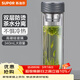 蘇泊爾（SUPOR） 雙層玻璃杯男女士家用商務(wù)泡茶車(chē)載水杯隔熱茶杯透明杯子 灰黑色 340ML