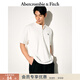 Abercrombie & Fitch經(jīng)典小麋鹿圖案男裝25夏季美式重磅寬松亨利領(lǐng)短袖T恤 白色 XL (180/116A)尺碼偏大