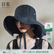 日著(zhù)原創(chuàng  )設計女裝2024夏季新款可拆卸飄帶荷葉邊輕薄防曬遮陽(yáng)帽子 霞黑 均碼