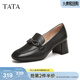 他她（TATA）粗跟氣質(zhì)樂(lè )福鞋女鞋通勤一腳蹬單鞋春季新款7BC24AA5 黑色 38