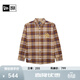 NEW ERA紐亦華MLB襯衫男女情侶NY復古學(xué)院風(fēng)法蘭絨格紋長(cháng)袖 14385135-棕色 紐約洋基隊 S