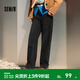森馬（Semir）[商場(chǎng)同款]牛仔褲女加絨做舊長(cháng)褲復古2024新款冬季顯瘦直筒褲 牛仔水洗黑98201 30