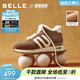 百麗（Belle）小金甘復古跑道高幫鞋女冬季新款商場(chǎng)同款厚底加絨休閑鞋E6Q1DDD5 棕色-厚絨 37 (235mm)