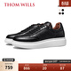 THOM WILLS【手工編織】增高板鞋男透氣涼感厚底休閑trainer鞋春季 黑色G1222 39 /6.5碼