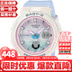 卡西歐（CASIO）BABY-G系列 少女時(shí)代霓虹夜光 學(xué)生女表考試表防水防震運動(dòng)日韓表 珊瑚白藍BGA-250-7A3