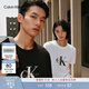 Calvin KleinJeans夏季男女情侶中性休閑通勤ck字母純色純棉寬松短袖T恤上衣