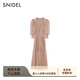 SNIDEL【精英衣櫥】連衣裙女束腰抽褶薄紗泡泡袖露肩SWFO261331 米色 S (0)
