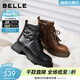 百麗（Belle）復古抓皺面牛皮馬丁靴女冬季新款商場(chǎng)同款短靴E4W1DDD5 黑色-單里 36