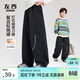 左西加絨褲子冬季2025新款保暖兒童復古燈芯絨長(cháng)褲彎刀褲 黑色 120