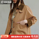馬登巴恩風(fēng)美式工裝圣達菲夾克燈芯絨拼接帆布外翻領(lǐng)上衣秋季女 卡其色 M