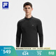 FILA 斐樂(lè )官方男子針織長(cháng)袖上衣2025冬季新款健身運動(dòng)加絨基礎長(cháng)T 深黑-BK L 175/96A/L