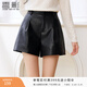 香影黑色港風(fēng)pu皮短褲女2025冬季新款氣質(zhì)休閑高腰顯瘦寬松直筒褲 黑色 L 165/68A/110-125斤