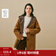 茵曼2025冬季女裝新款休閑百搭連帽雙面呢大衣寬松加厚毛呢外套 棕黃色 M 163-167cm /111-120斤