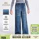 英氏（YEEHOO）女童牛仔褲兒童褲子中大童裝直筒休閑褲百搭休閑春裝 深藍色 150