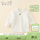 戴維貝拉（DAVE＆BELLA）女童長(cháng)袖t恤加絨寶寶上衣打底衫兒童衣服秋冬新款小童套頭衫 米白【現貨】 80 cm（建議身高73-80cm）