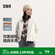 森馬（Semir）外套女抗靜電搖粒絨寬松休閑百搭冬季拼接立領(lǐng)插肩袖夾克簡(jiǎn)約 灰白10812 M