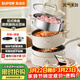 蘇泊爾（SUPOR）電火鍋 火鍋鍋分體可拆洗家用火鍋專(zhuān)用鍋電蒸鍋煎炒鍋多功能一體多用途鍋 H22YK855A