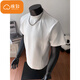 棉致重磅解構正肩短袖男t恤夏季新款高級感打底衫高級感內搭半袖衣服 D909白色【高品質(zhì)】 XL 120-140斤