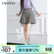LAGOGO灰色學(xué)院風(fēng)半身裙女拉谷谷2024年冬新款含羊毛柔軟舒適短裙 灰色(R2) L