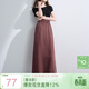 三彩2025夏季新款高腰半身裙復古小黑裙顯瘦直筒裙長(cháng)裙垂感M